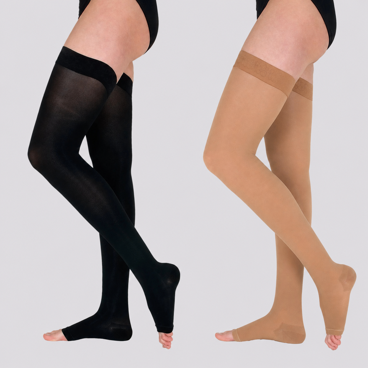 VenoKomp® Thigh High Compression Stockings with Open Toe