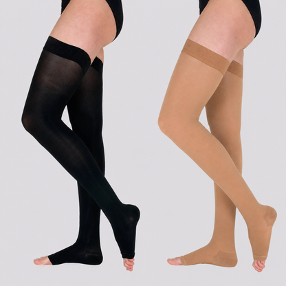 VenoKomp® Thigh High Compression Stockings with Open Toe