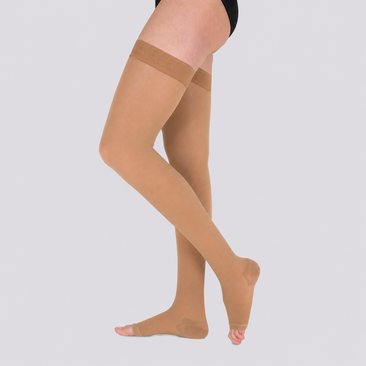 VenoKomp® Thigh High Compression Stockings with Open Toe